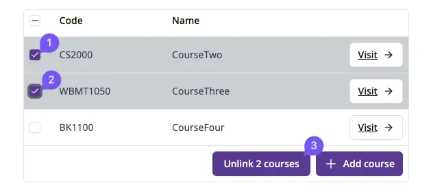 Unlink Course