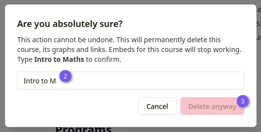Delete course
