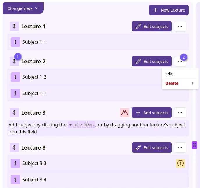 Lecture list